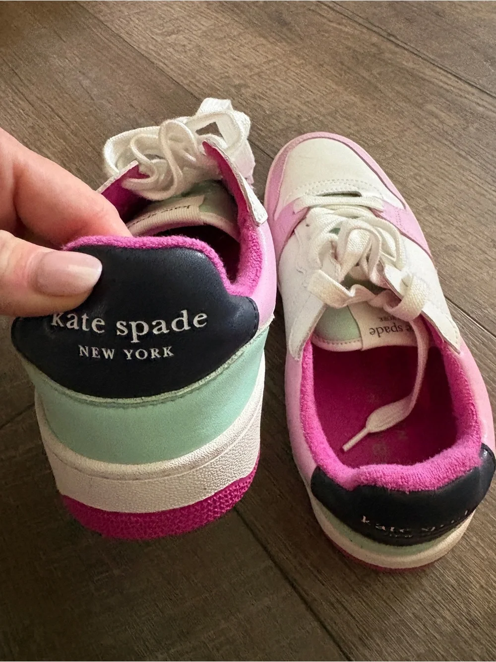 kate spade White and Pink Women's Lace-Up Sneakers